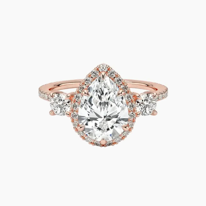 Brielle Pear Hidden Halo 1.5 Carat Lab Grown Diamond Engagement Ring in 14K Rose Gold