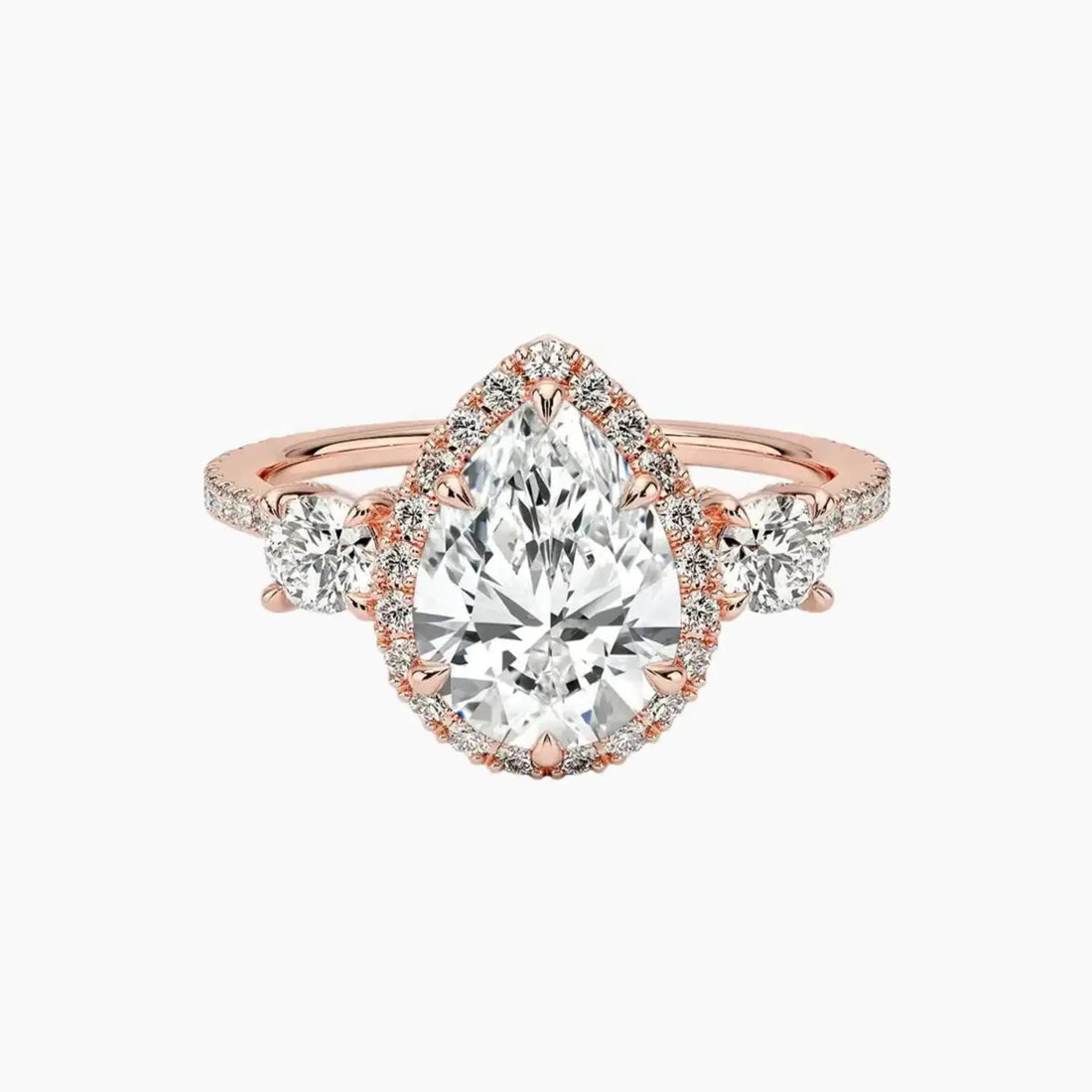 Brielle Pear Hidden Halo Diamond Ring Setting in 18K Rose Gold