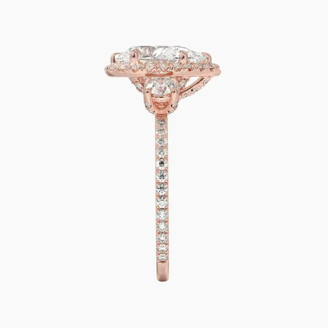 Brielle Pear Hidden Halo 1 Carat Lab Grown Diamond Engagement Ring in 14K Rose Gold