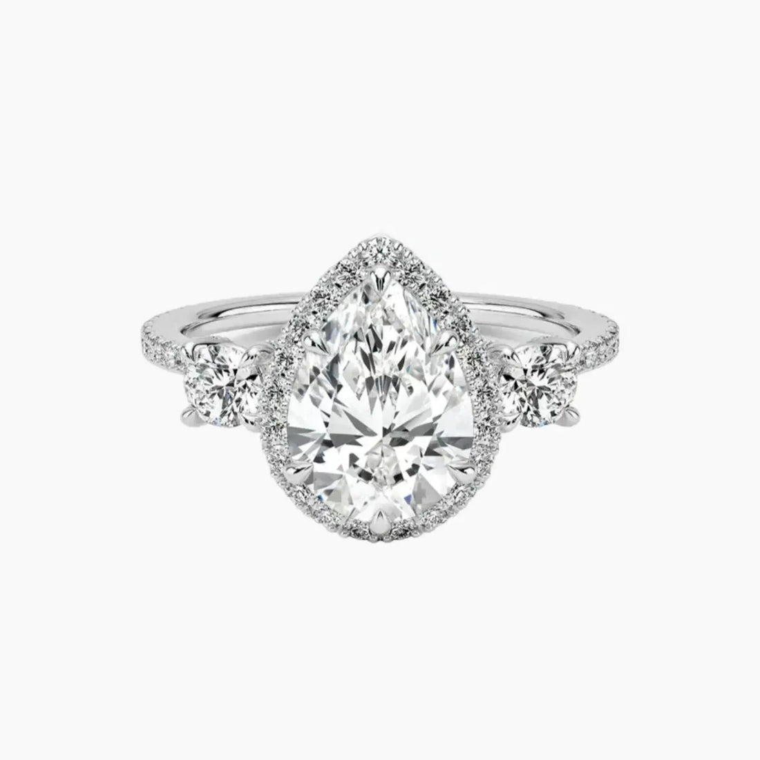 Brielle Pear Hidden Halo 2 Carat Lab Grown Diamond Engagement Ring in 18K Rose Gold