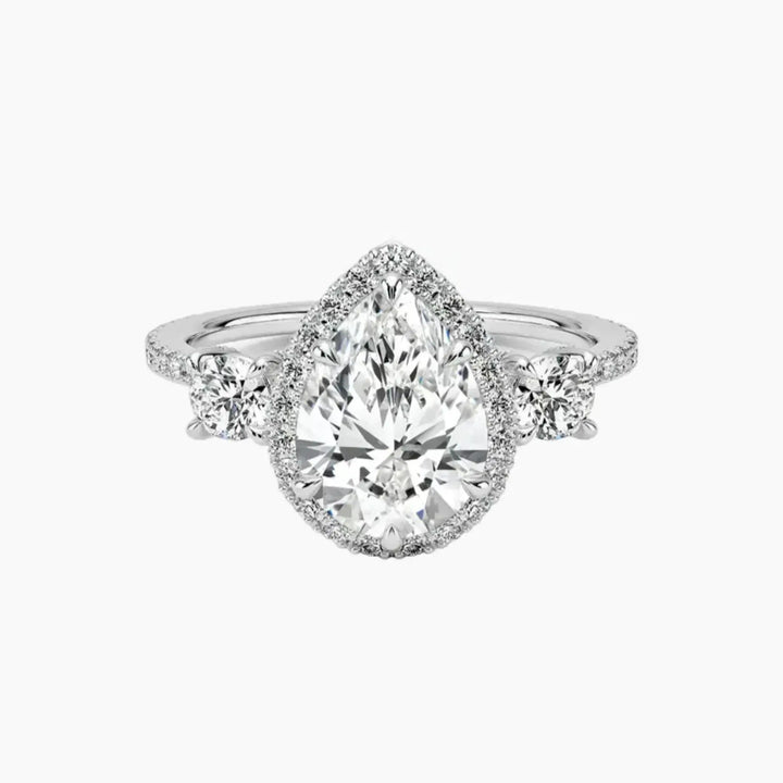 Brielle Pear Hidden Halo 1.5 Carat Lab Grown Diamond Engagement Ring in 18K White Gold