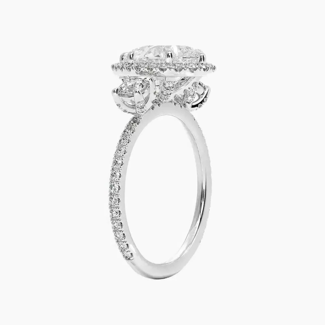 Brielle Pear Hidden Halo Diamond Ring Setting in 14K Rose Gold