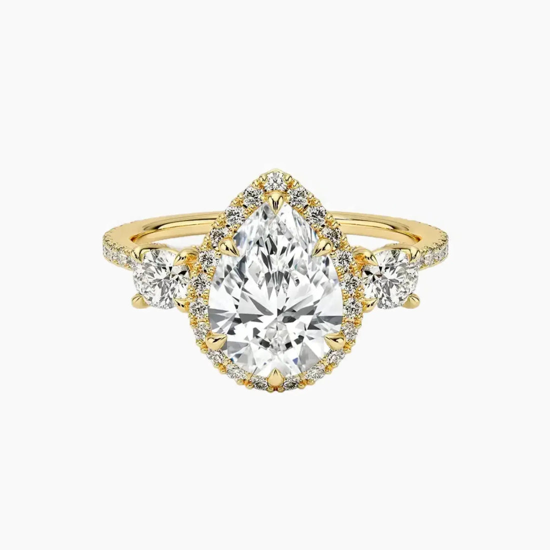 Brielle Pear Hidden Halo 2.5 Carat Lab Grown Diamond Engagement Ring in 18K Rose Gold