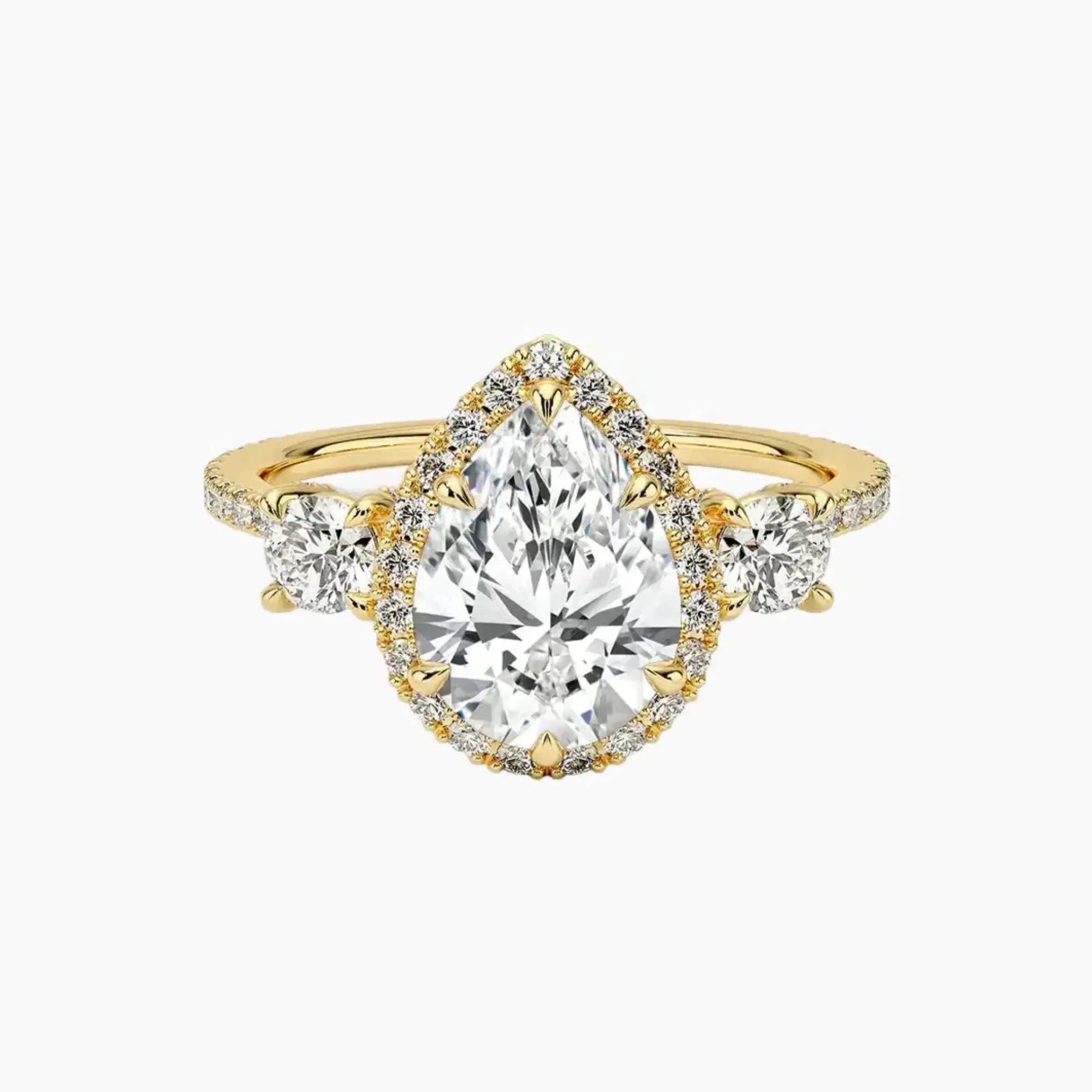 Brielle Pear Hidden Halo 3 Carat Lab Grown Diamond Engagement Ring in 14K White Gold