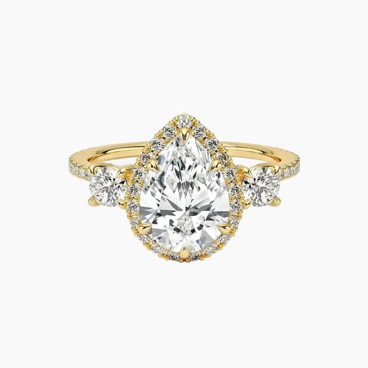 Brielle Pear Hidden Halo 2.5 Carat Lab Grown Diamond Engagement Ring in 14K Yellow Gold