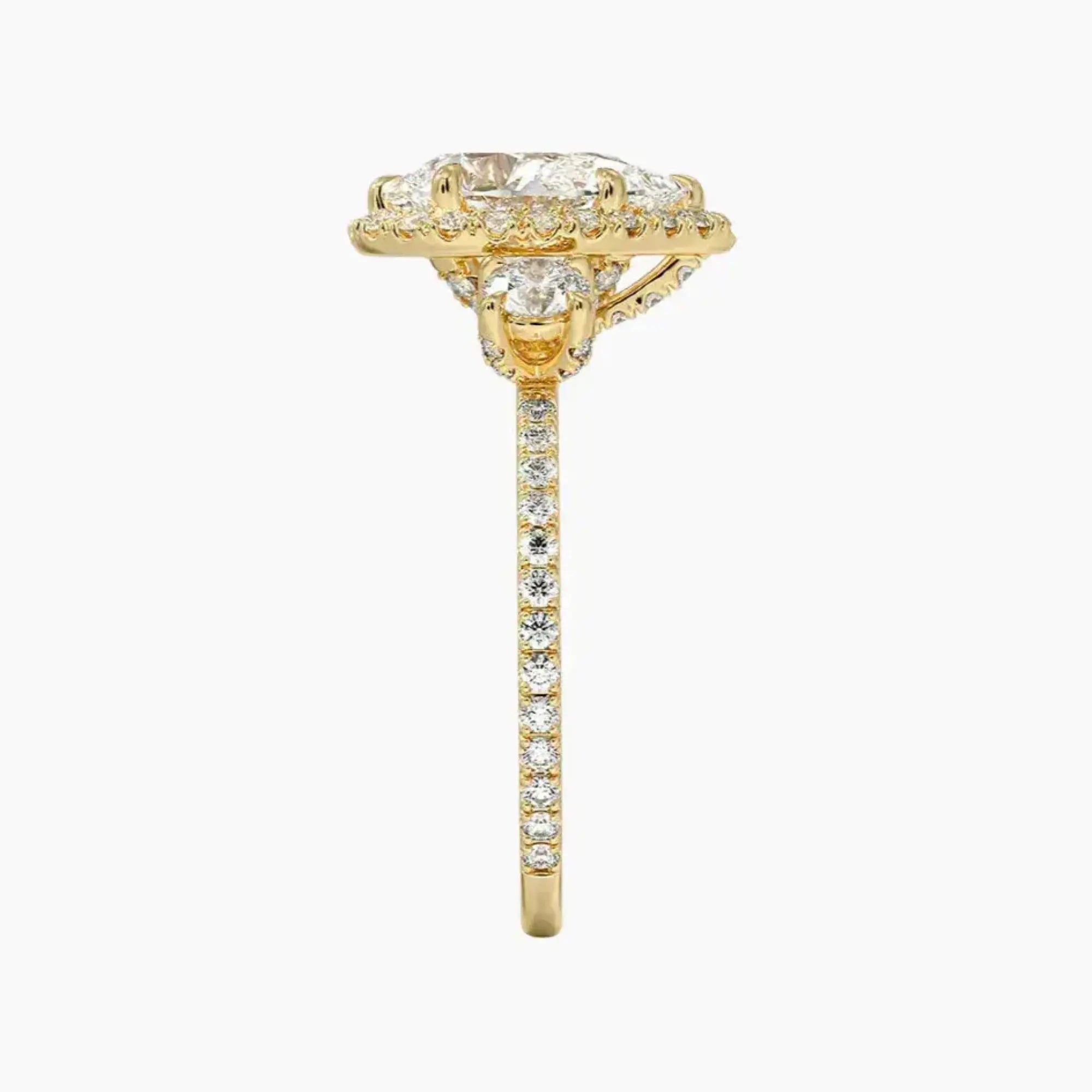 Brielle Pear Hidden Halo Diamond Ring Setting in 14K Yellow Gold