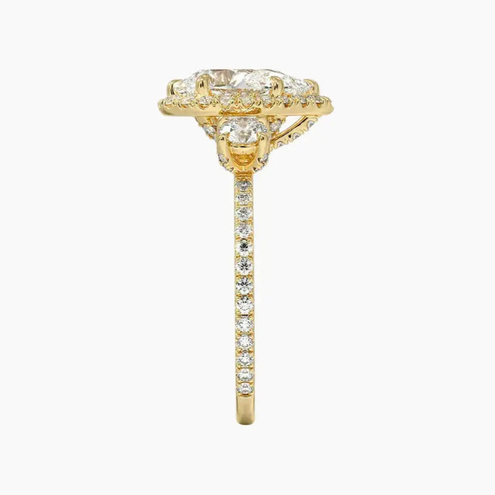 Brielle Pear Hidden Halo 3 Carat Lab Grown Diamond Engagement Ring in 14K Rose Gold
