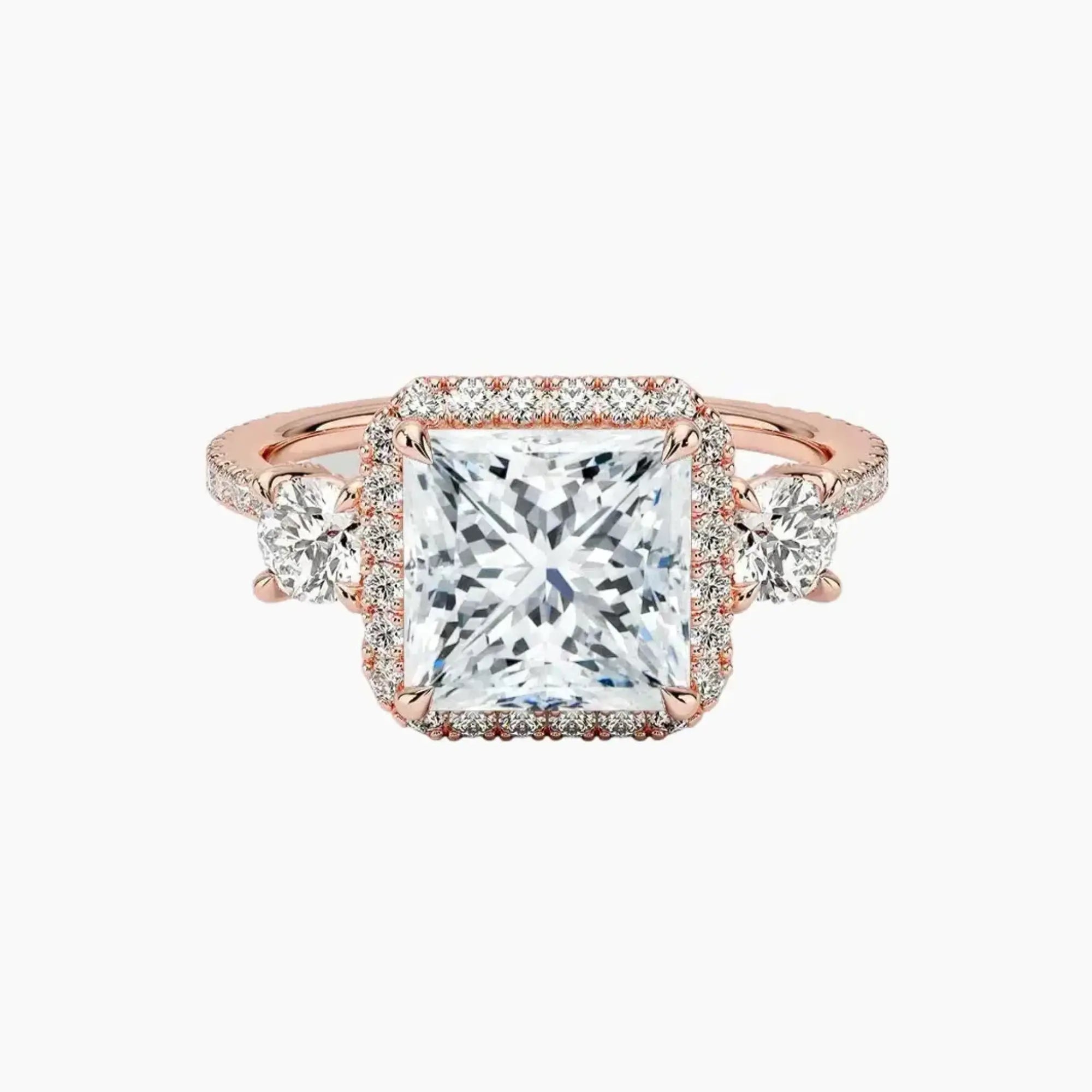 Brielle Princess Hidden Halo 1.5 Carat Lab Grown Diamond Engagement Ring in 14K Yellow Gold