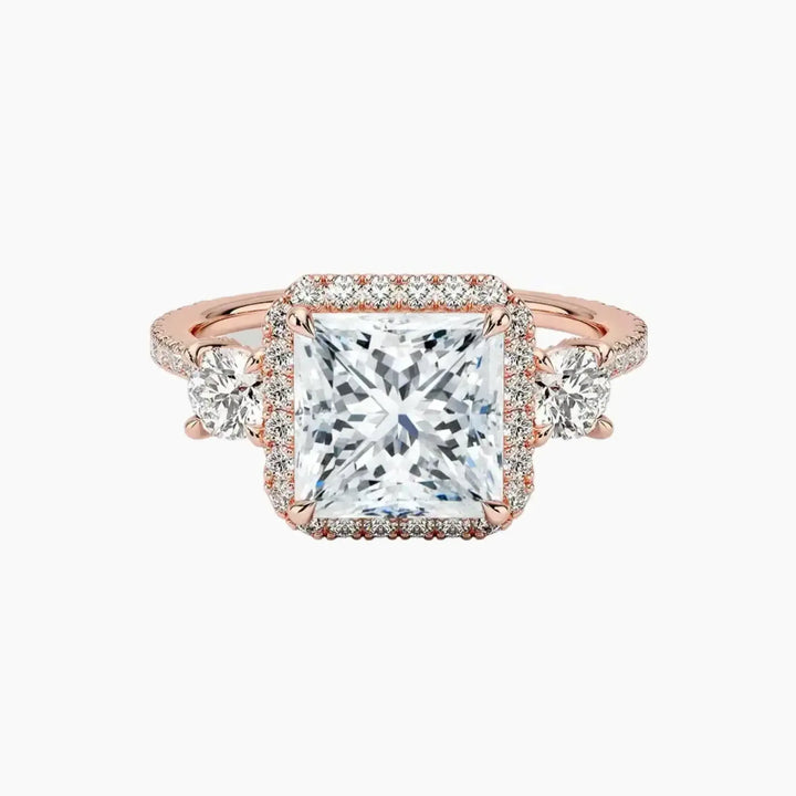 Brielle Princess Hidden Halo 1 Carat Lab Grown Diamond Engagement Ring in 18K Rose Gold