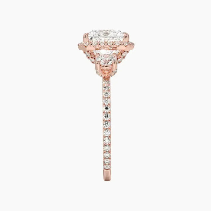 Brielle Princess Hidden Halo 2.5 Carat Lab Grown Diamond Engagement Ring in 18K Yellow Gold