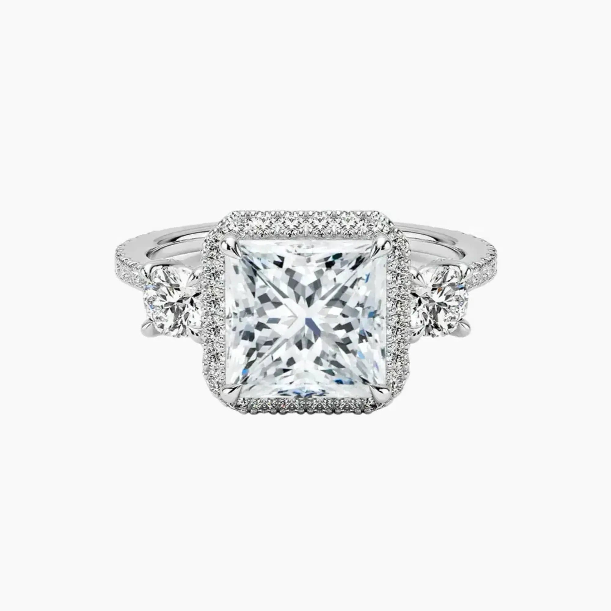 Brielle Princess Hidden Halo 1.5 Carat Lab Grown Diamond Engagement Ring in 14K White Gold