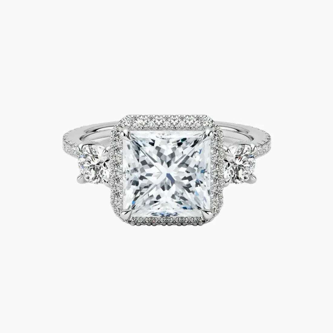 Brielle Princess Hidden Halo Diamond Ring Setting in 14K White Gold