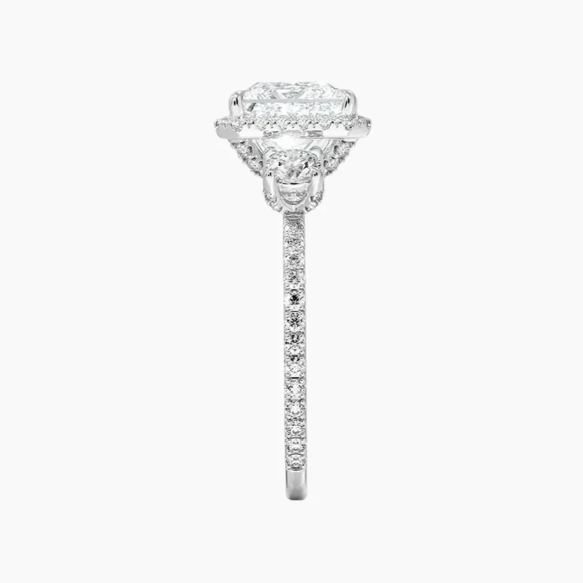 Brielle Princess Hidden Halo Diamond Ring Setting in 18K White Gold