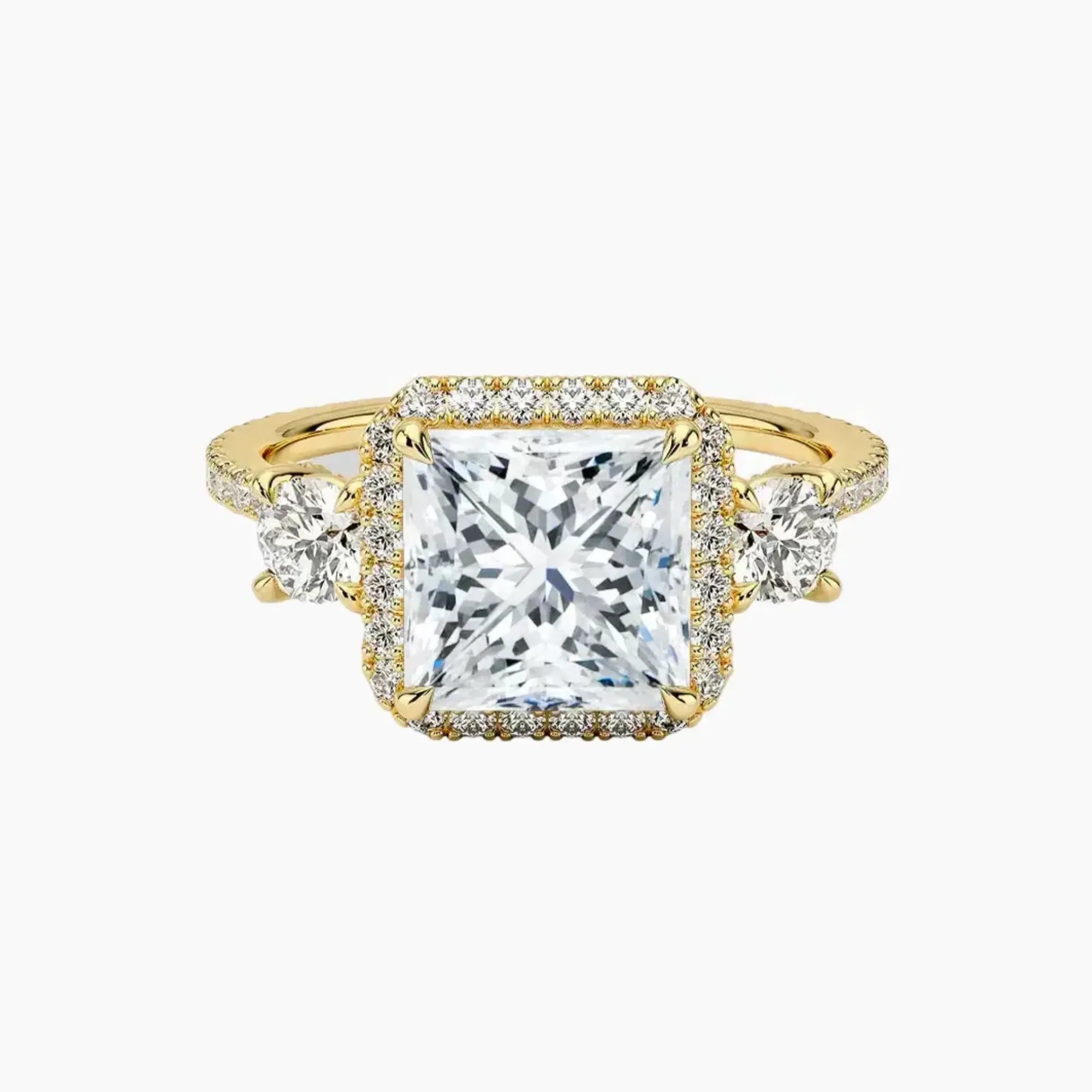 Brielle Princess Hidden Halo 3 Carat Lab Grown Diamond Engagement Ring in 18K Rose Gold