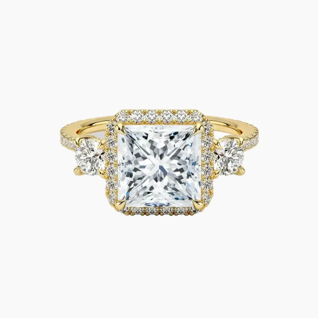 Brielle Princess Hidden Halo 3 Carat Lab Grown Diamond Engagement Ring in 18K Rose Gold