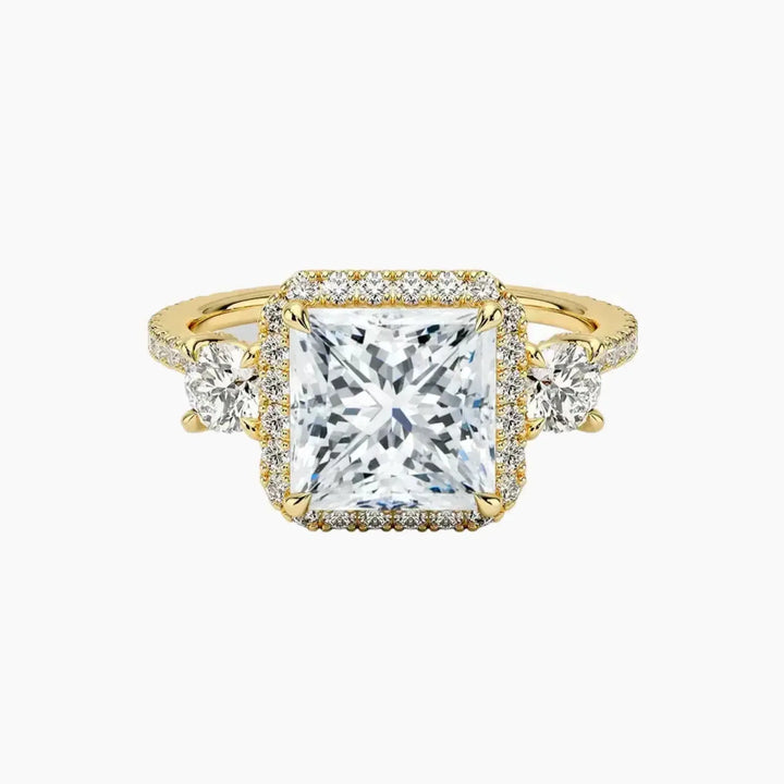 Brielle Princess Hidden Halo 3 Carat Lab Grown Diamond Engagement Ring in 14K Yellow Gold