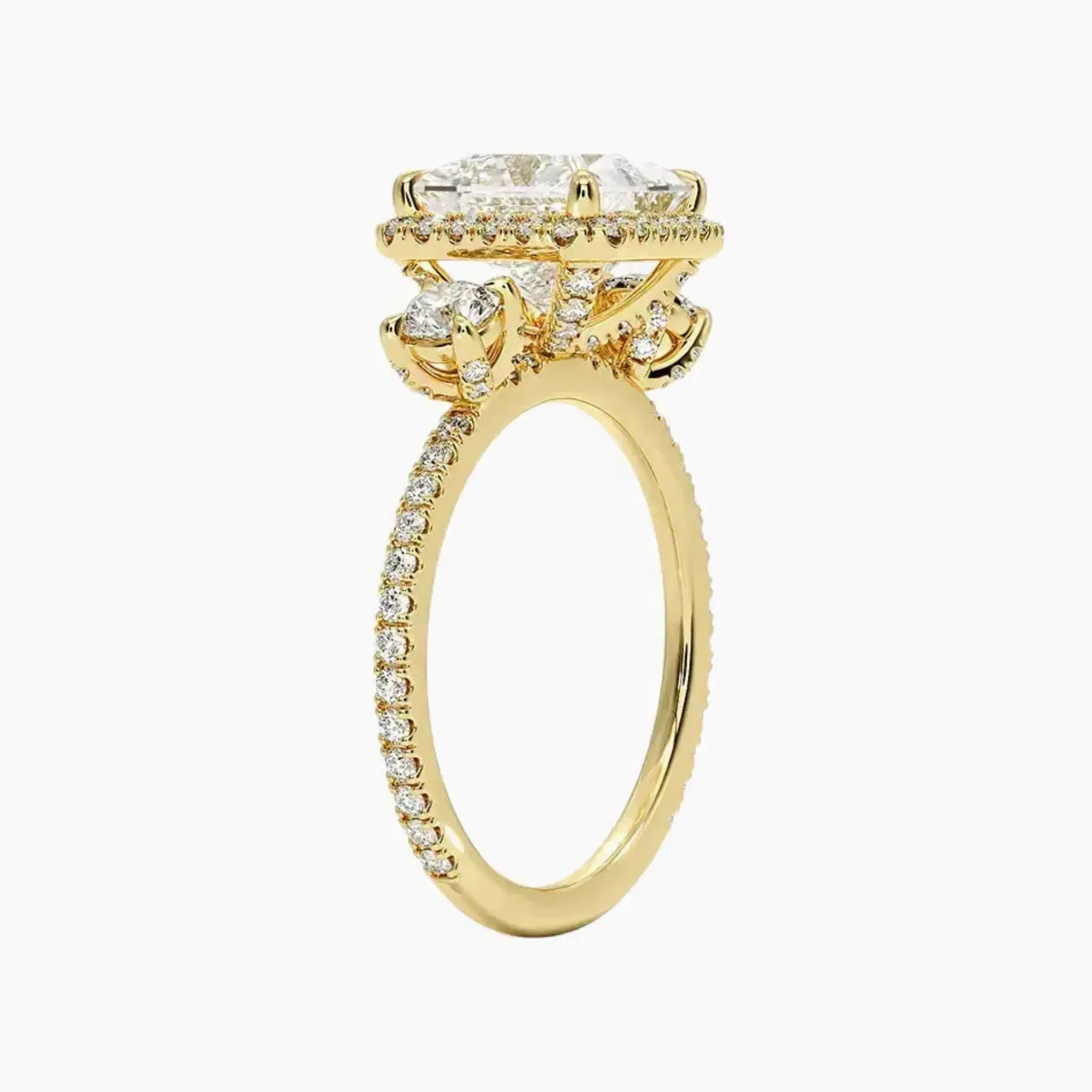Brielle Princess Hidden Halo Diamond Ring Setting in 18K Rose Gold