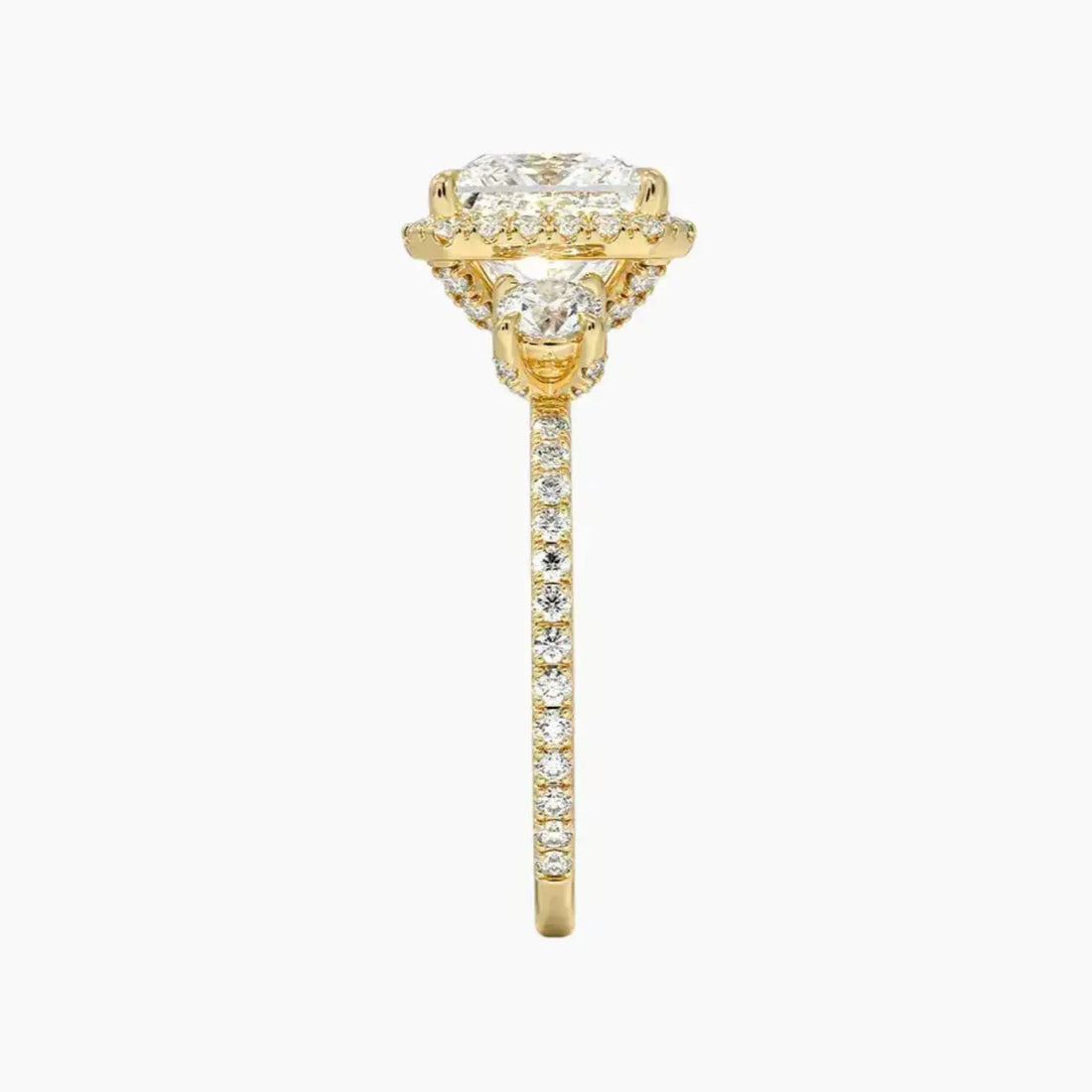 Brielle Princess Hidden Halo 3 Carat Lab Grown Diamond Engagement Ring in 14K Yellow Gold