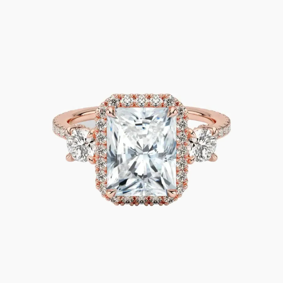 Brielle Radiant Hidden Halo 1 Carat Lab Grown Diamond Engagement Ring in 18K Yellow Gold