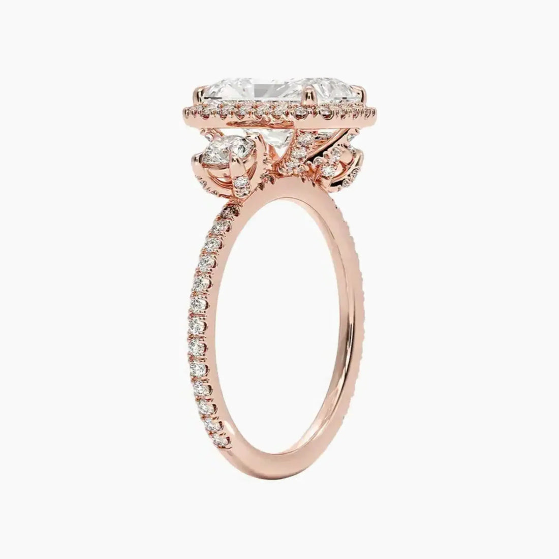 Brielle Radiant Hidden Halo 2 Carat Lab Grown Diamond Engagement Ring in 18K White Gold