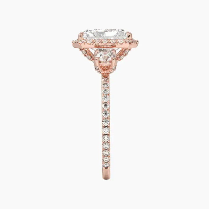 Brielle Radiant Hidden Halo 1 Carat Lab Grown Diamond Engagement Ring in 14K White Gold