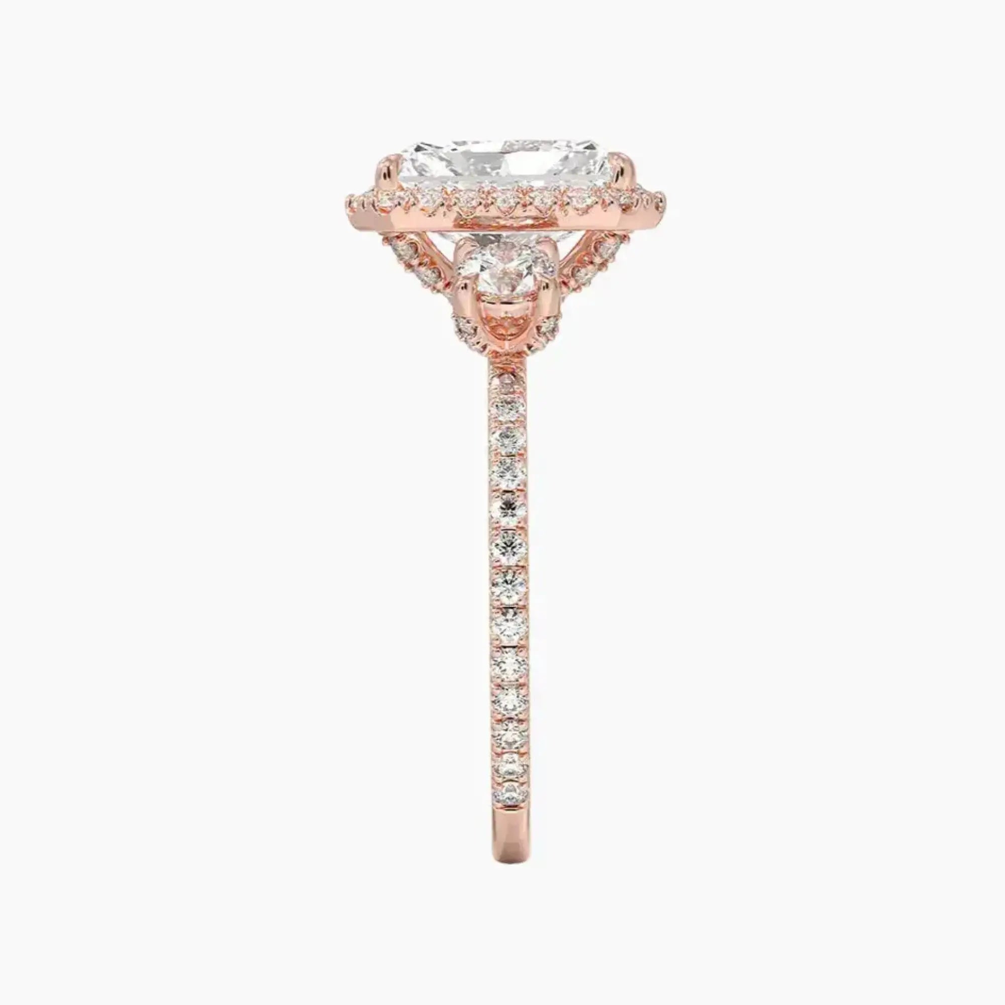 Brielle Radiant Hidden Halo 3 Carat Lab Grown Diamond Engagement Ring in 14K Yellow Gold