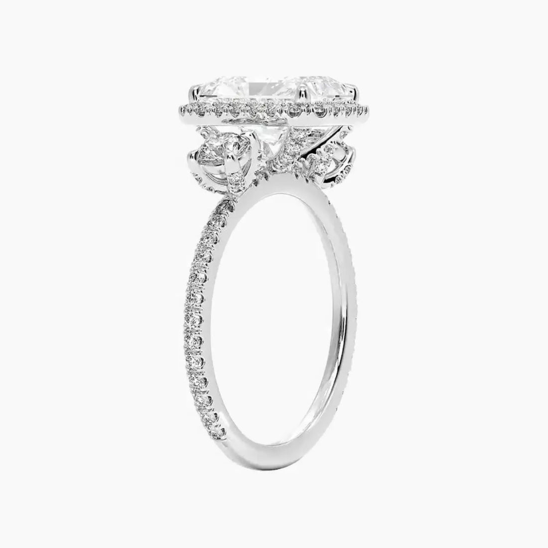 Brielle Radiant Hidden Halo 2 Carat Lab Grown Diamond Engagement Ring in 18K Yellow Gold