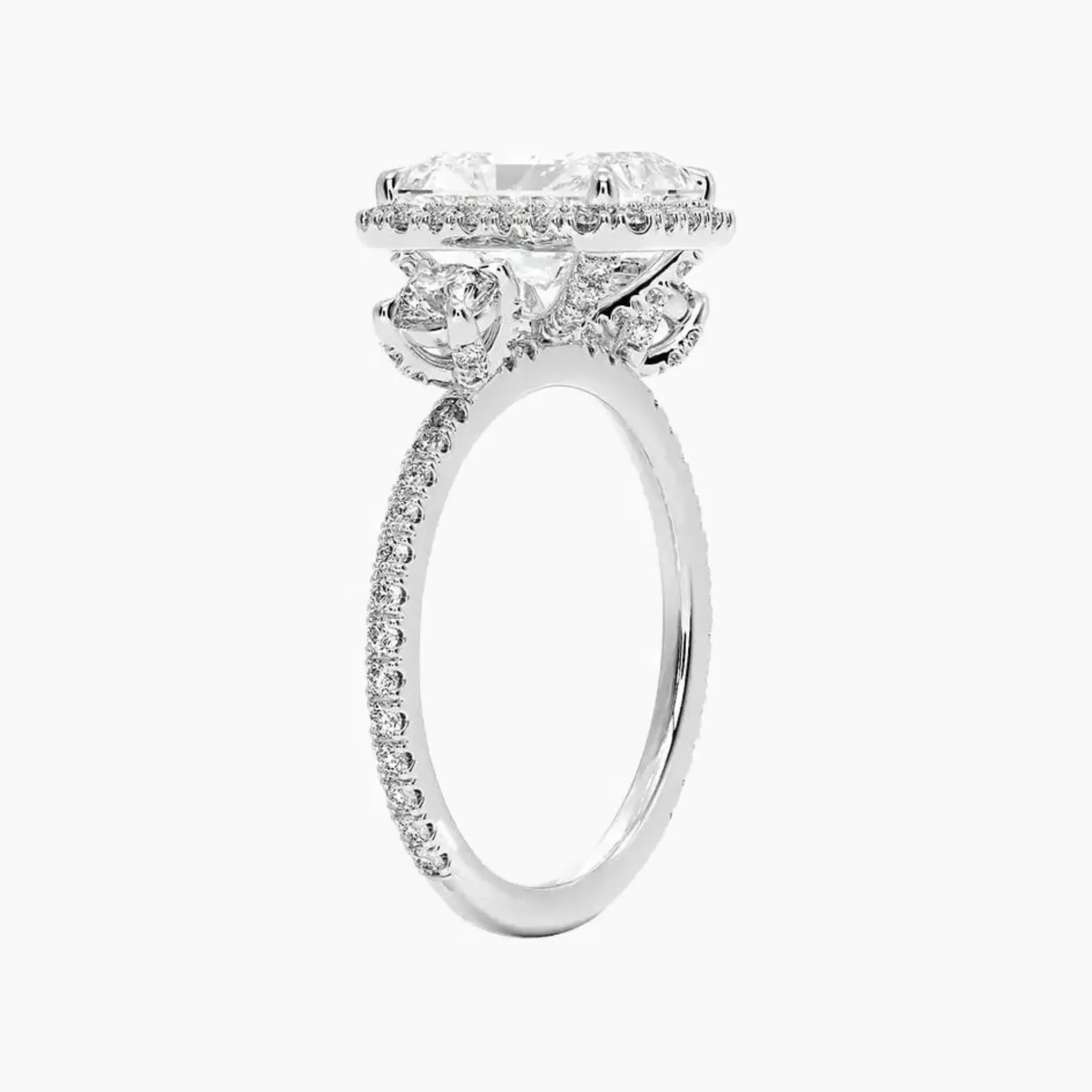 Brielle Radiant Hidden Halo 1.5 Carat Lab Grown Diamond Engagement Ring in 18K Yellow Gold