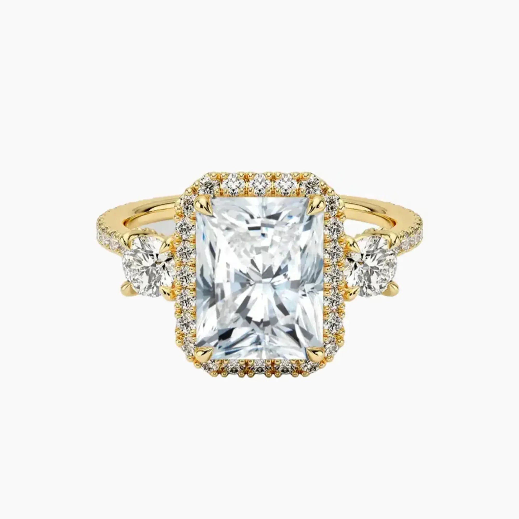 Brielle Radiant Hidden Halo 2 Carat Lab Grown Diamond Engagement Ring in 18K Yellow Gold