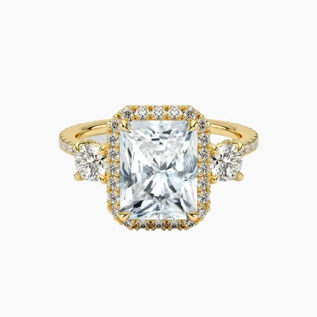 Brielle Radiant Hidden Halo Diamond Ring Setting in 18K Yellow Gold
