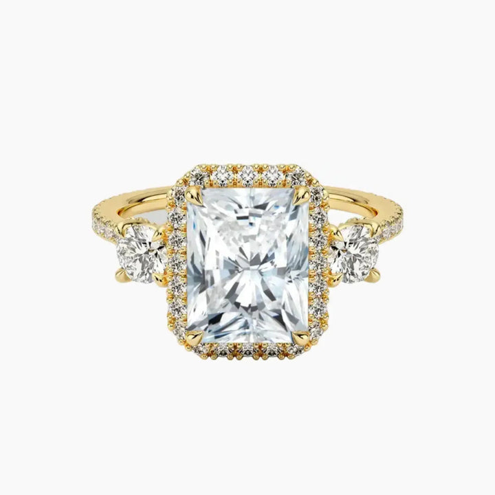 Brielle Radiant Hidden Halo 3 Carat Lab Grown Diamond Engagement Ring in 14K Yellow Gold