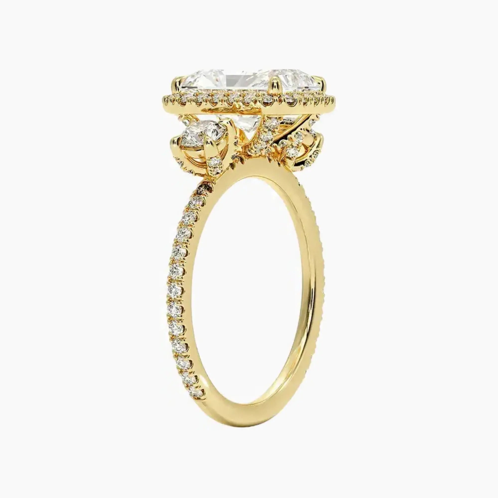 Brielle Radiant Hidden Halo Diamond Ring Setting in 18K White Gold