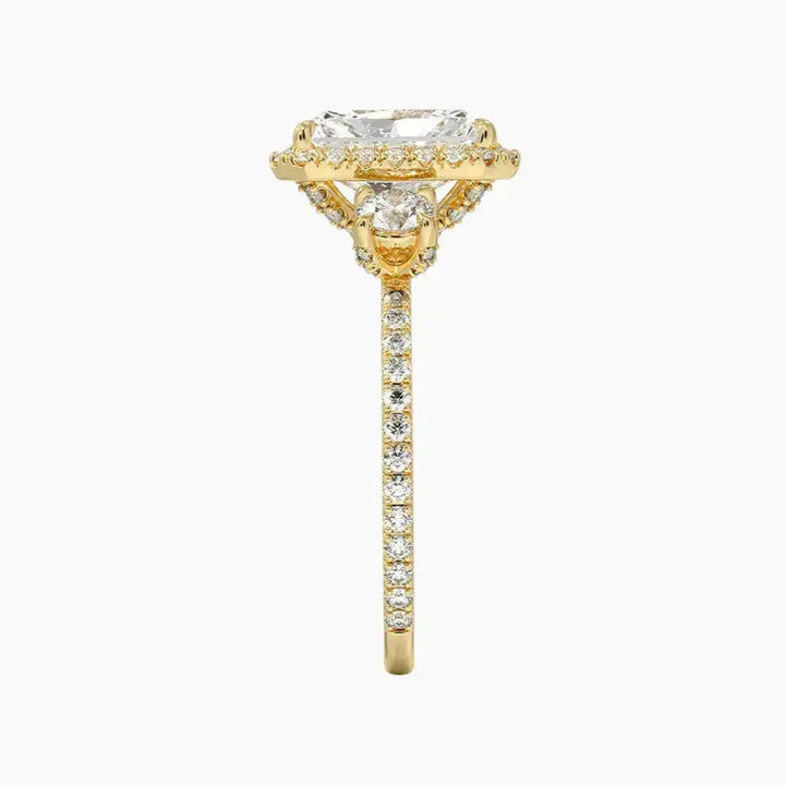 Brielle Radiant Hidden Halo 2.5 Carat Lab Grown Diamond Engagement Ring in 18K Rose Gold