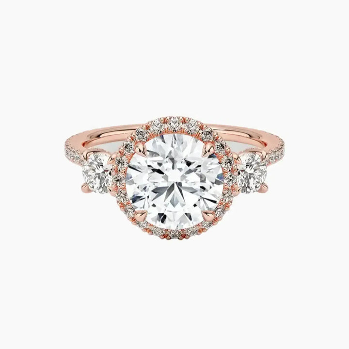 Brielle Round Hidden Halo 1.5 Carat Lab Grown Diamond Engagement Ring in 18K Rose Gold