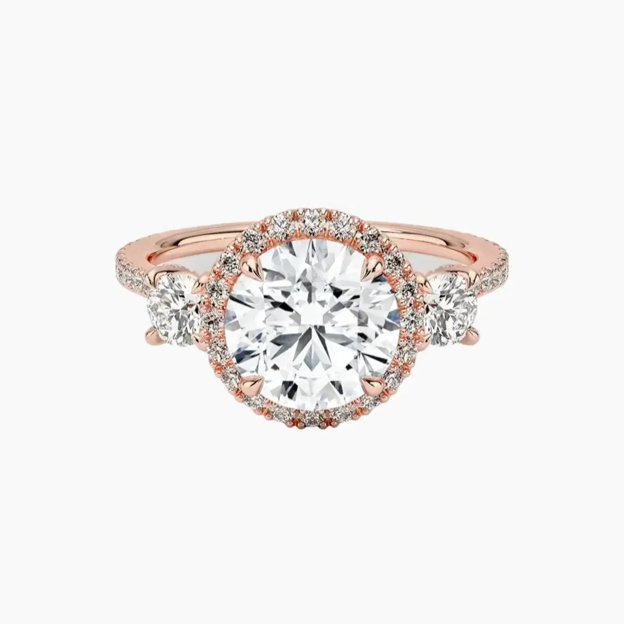 Brielle Round Hidden Halo 1 Carat Lab Grown Diamond Engagement Ring in 14K Yellow Gold