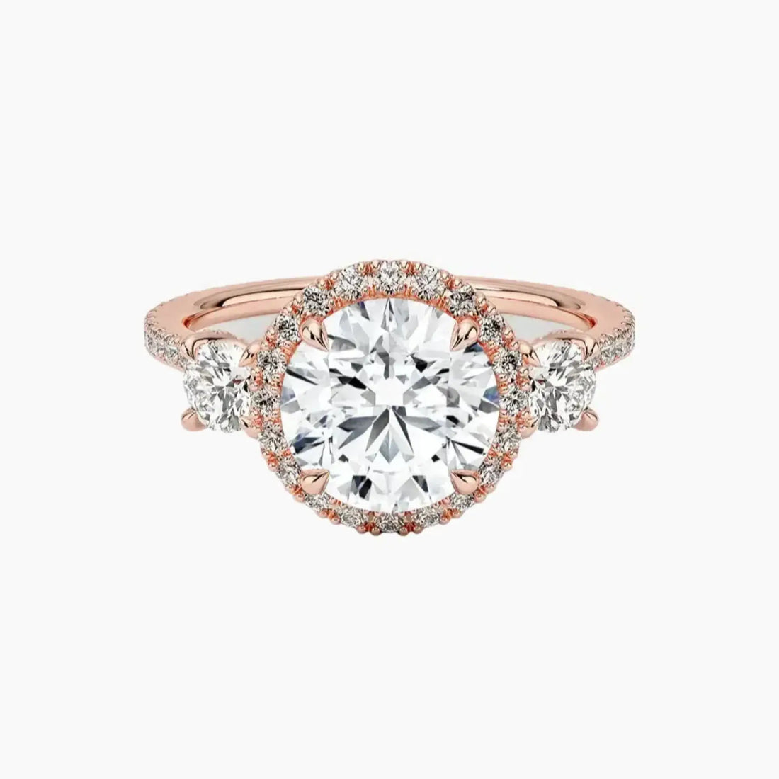 Brielle Round Hidden Halo 2.5 Carat Lab Grown Diamond Engagement Ring in 18K Rose Gold