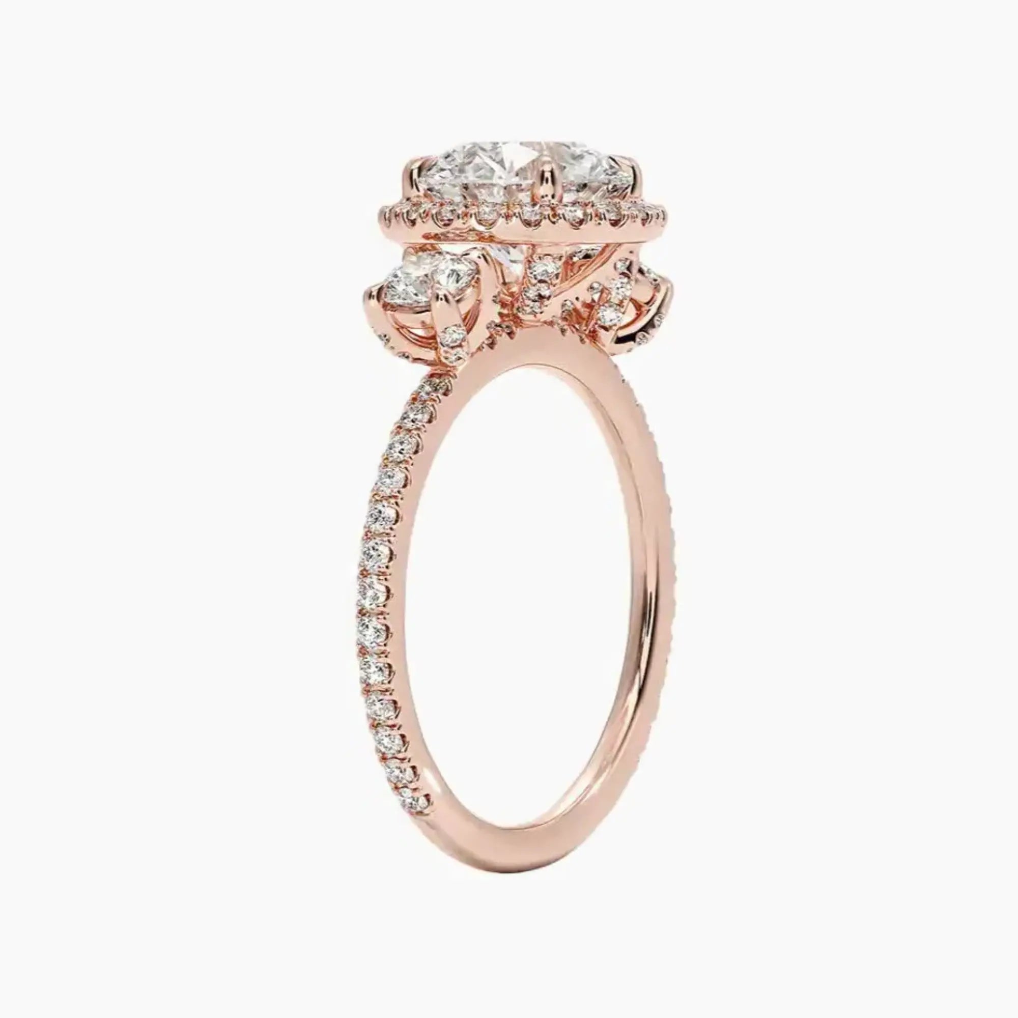 Brielle Round Hidden Halo 2 Carat Lab Grown Diamond Engagement Ring in 18K White Gold
