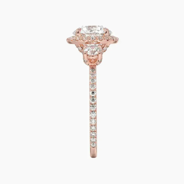Brielle Round Hidden Halo 3 Carat Lab Grown Diamond Engagement Ring in 18K White Gold