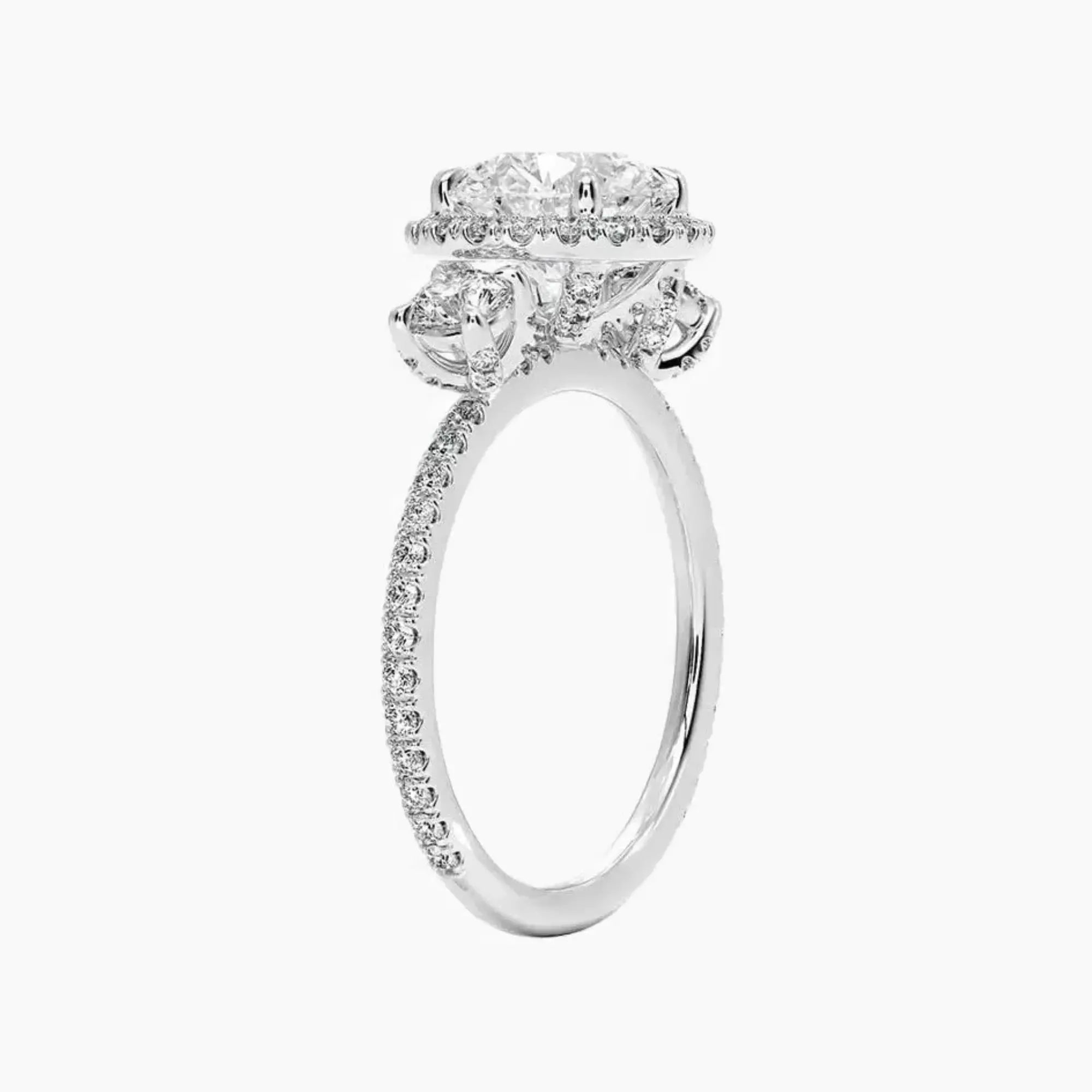 Brielle Round Hidden Halo 2 Carat Lab Grown Diamond Engagement Ring in 14K White Gold