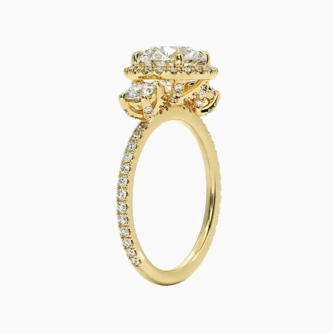 Brielle Round Hidden Halo 3 Carat Lab Grown Diamond Engagement Ring in 14K White Gold