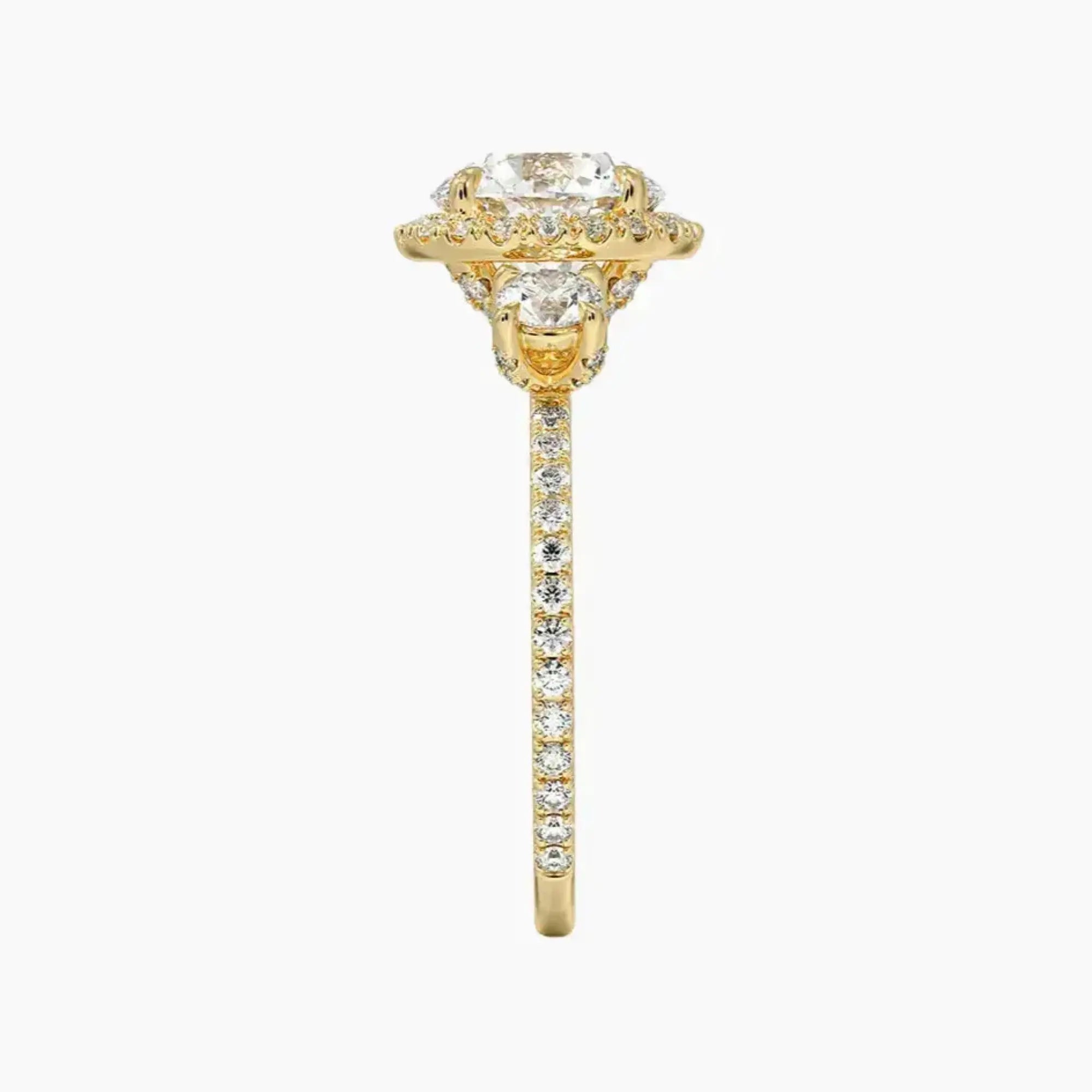 Brielle Round Hidden Halo 3 Carat Lab Grown Diamond Engagement Ring in 14K Rose Gold