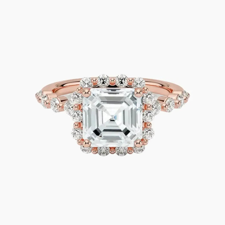 Anthea Asscher Designer 2 Carat Lab Grown Diamond Engagement Ring in 18K Rose Gold