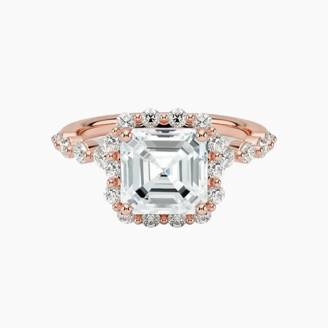 Anthea Asscher Designer 2.5 Carat Lab Grown Diamond Engagement Ring in 14K Rose Gold