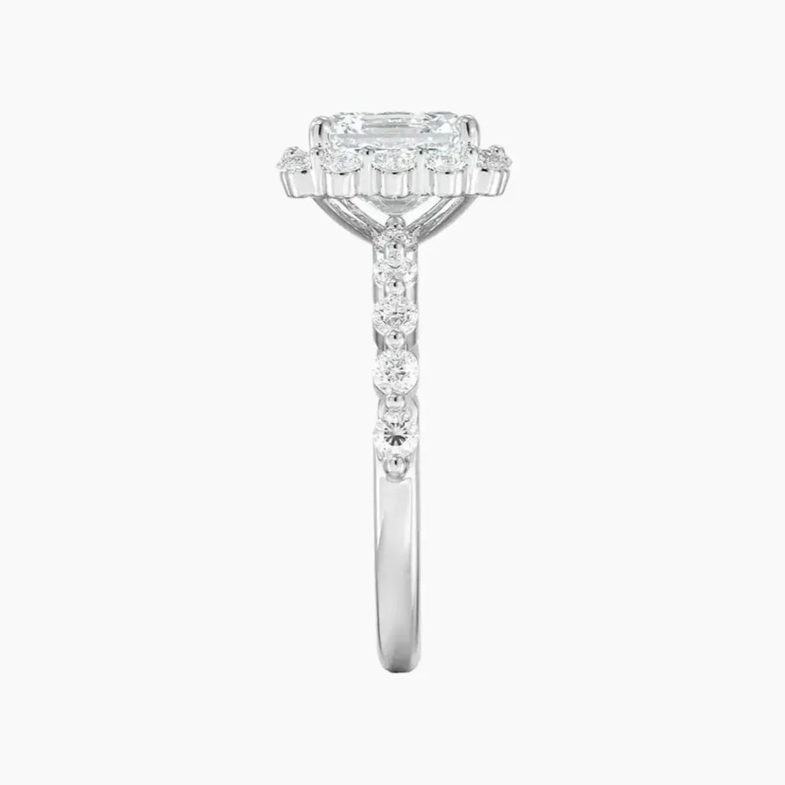 Anthea Asscher Designer 3 Carat Lab Grown Diamond Engagement Ring in 18K White Gold