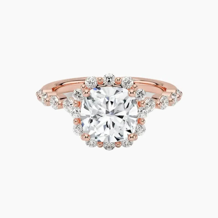Anthea Cushion Designer Diamond Ring Setting in 14K Rose Gold