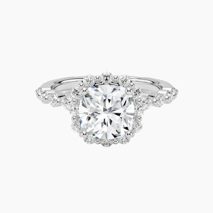 Anthea Cushion Designer 2 Carat Lab Grown Diamond Engagement Ring in 14K White Gold