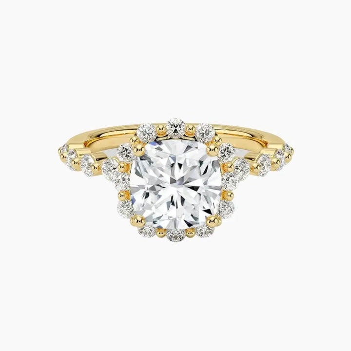 Anthea Cushion Designer 1 Carat Lab Grown Diamond Engagement Ring in 18K Yellow Gold