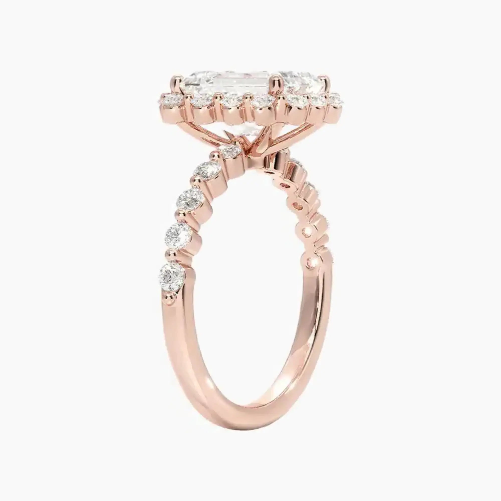 Anthea Emerald Designer Diamond Ring Setting in 14K Rose Gold