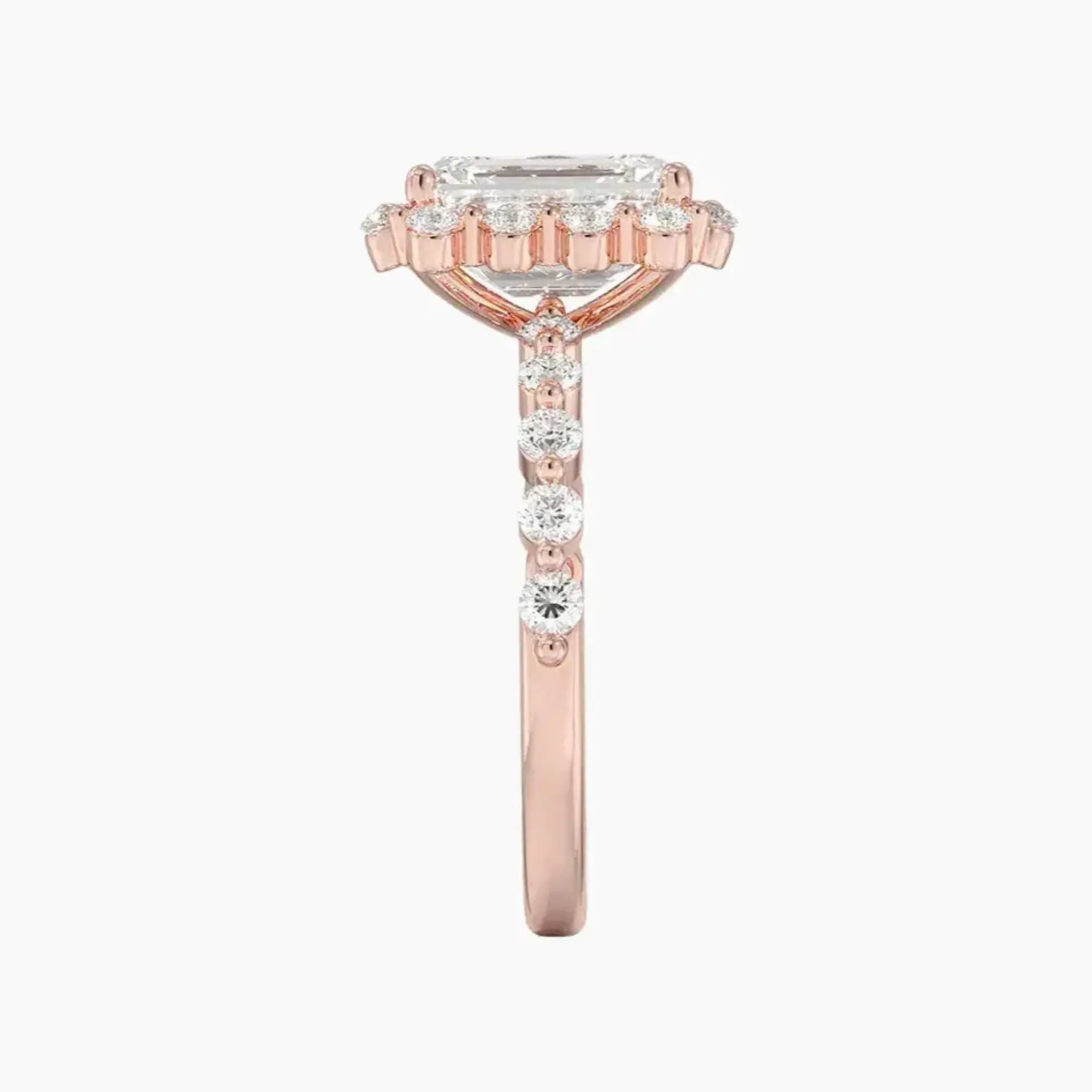 Anthea Emerald Designer 1 Carat Lab Grown Diamond Engagement Ring in 14K Yellow Gold