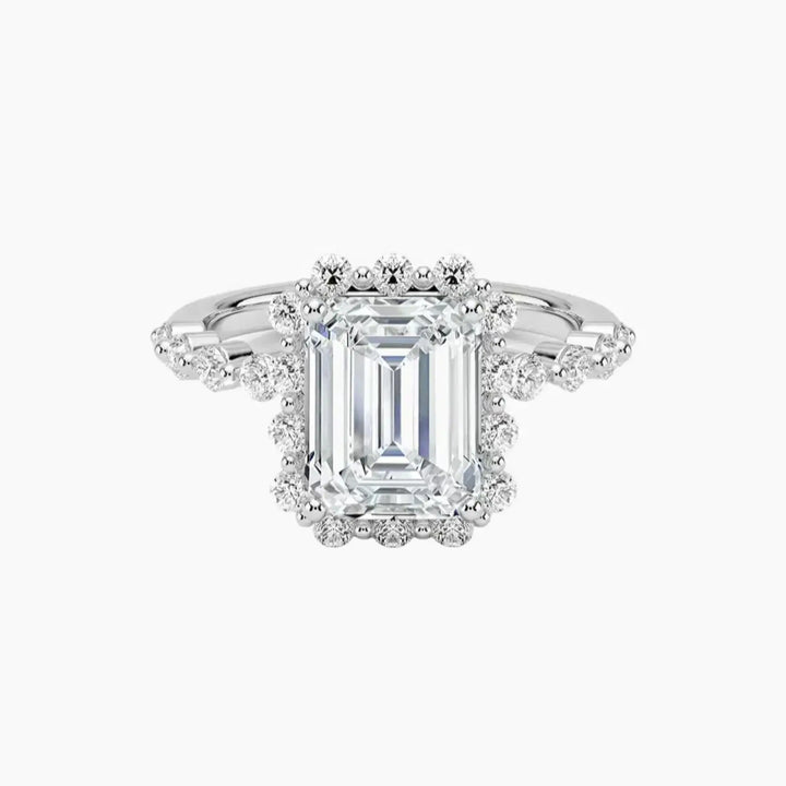 Anthea Emerald Designer 3 Carat Lab Grown Diamond Engagement Ring in 18K White Gold